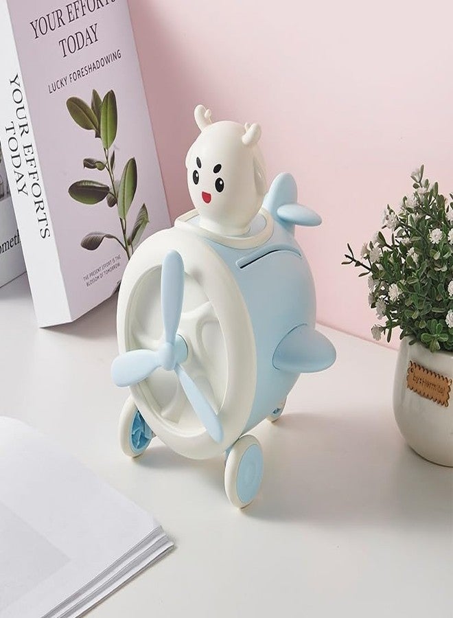 DD Retails Creative Cute Cartoon Design Money Bank || Money Saving Bank with Coin Slot || Lockable Coin Saving Bank for Boys & Girls (Pack of 1) (Aircraft - Pink) - Image 3